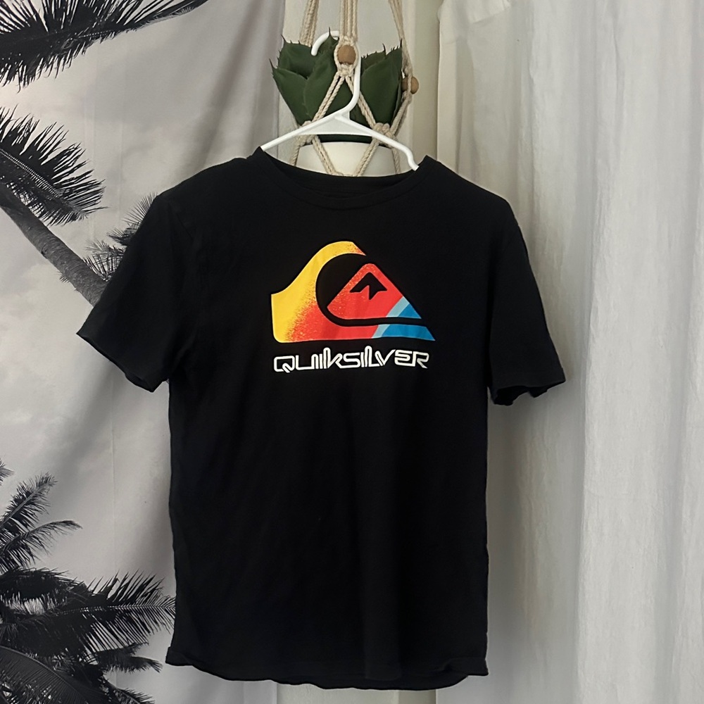 Quiksilver Black Tee with Multicolor Logo